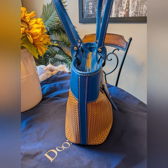 Dooney and Bourke Beacon Woven/Vachetta Tote Set in FRENCH BLUE - Picture 7 of 14